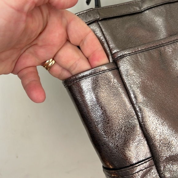 Vintage metallic pewter silver COACH handbag satchel shoulder bag - Picture 9 of 14